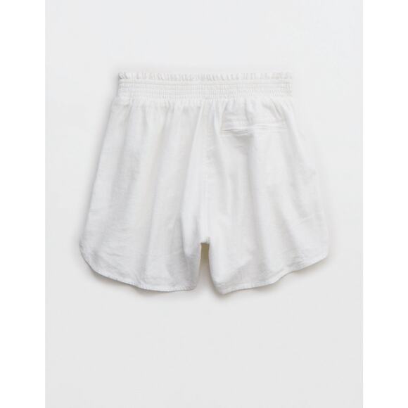Aerie Linen Blend High Waisted Shorts White Size XXL NWT Smocked Waistband - Picture 5 of 10